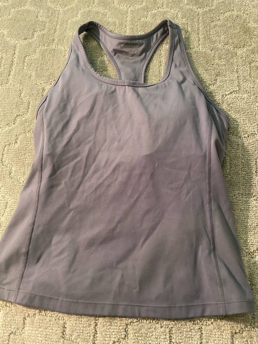Calvin Klein Performance Racerback Tank Built In Bra Gray Athleisure Medium